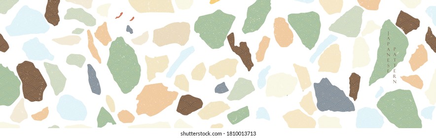 Abstract background with stone patter banner vector. Stone and rock in vintage style. Granite terrazzo pattern.