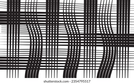 Abstract background of straight and curved lines in black color, vector illustration.