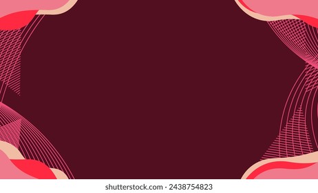 Abstract background with straight and curved pink lines