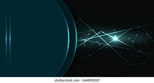 Abstract background with straight glowing lines, highlights and green accents with shadows.