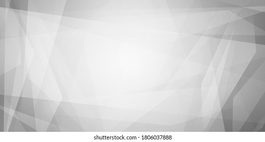 Abstract background of straight intersecting lines and translucent polygons in gray colors