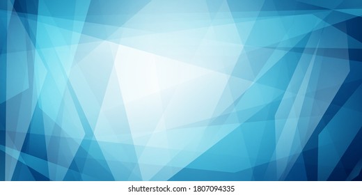 Abstract background of straight intersecting lines and translucent polygons in blue colors