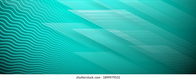 Fondo abstracto de líneas rectas y onduladas que intersectan en colores azul claro
