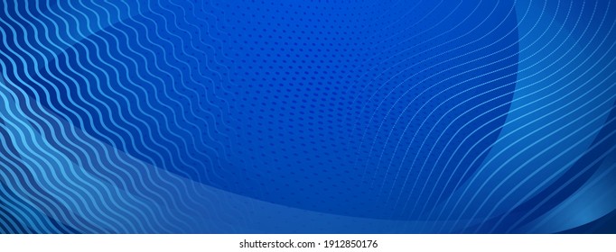 Abstract background of straight and wavy intersecting lines in blue colors