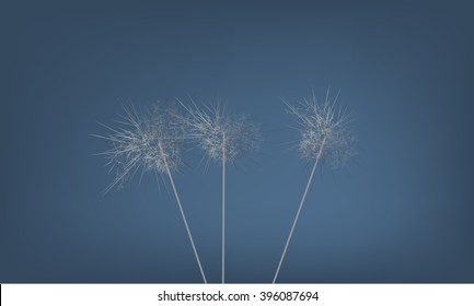 Abstract background with strange Dandelion illustration. Illustrated vector. Blue background