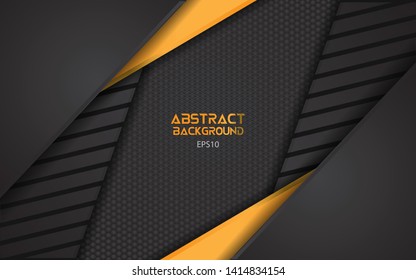 Abstract background with strip yellow and black overlap background. Contract color tech innovation concept for use cover, banner, advertising, card, website. Layer on space for text and background