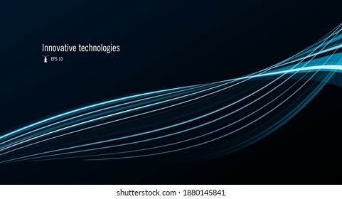 Abstract background with stripe graphic element, curved 3d shape formed by blue lines, wallpaper design