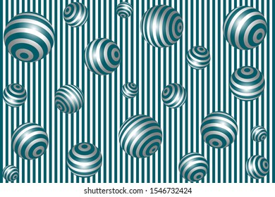 Abstract background with striped 3d balls