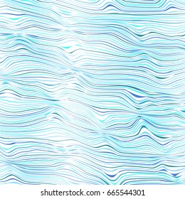 Abstract background - striped chaotic waves. Flat blue texture