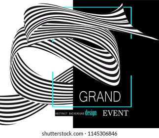 Fondo abstracto con cinta monocromada a rayas. Ilustración del vector