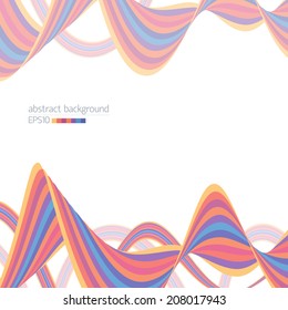 Abstract background with striped multicolored ribbons on white