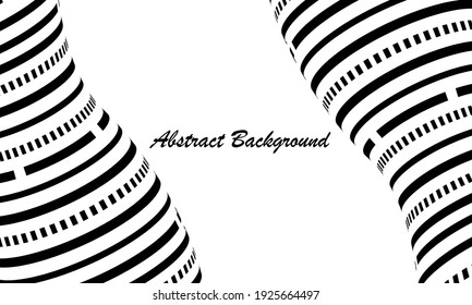 Abstract background with striped shapes. Black and white vector illustration EPS10.