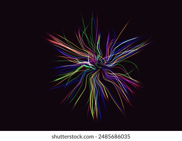 Fondo Abstractas de rayas que consiste en círculos de diferentes colores y Gradientes. Partículas en movimiento. Tecnologías. Ilustración vectorial
