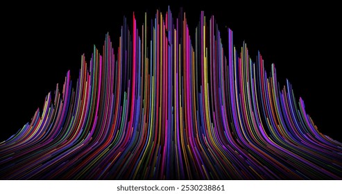 Abstract background with stripes of different colors and gradients. Particles in motion. technologies. Vector illustration