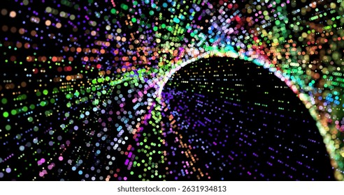 Abstract background with stripes of different colors and gradients. Particles in motion. technologies. Vector illustration