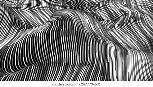 Fondo Abstractas con rayas de diferentes colores y Gradientes. Partículas en movimiento. Tecnologías. Ilustración vectorial