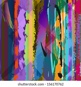 abstract background, with stripes, squares, paint strokes and splashes