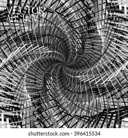 Abstract Background with Stripes. Structure Spiral Tunnel. Vector Illustration