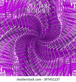 Abstract Background with Stripes. Structure Spiral Tunnel. Vector Illustration