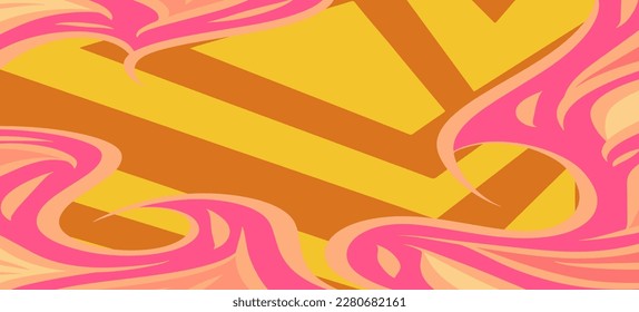 Abstract background with stripes texture and curvy swirl decorative ornament.