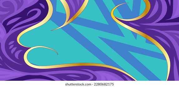 Abstract background with stripes texture and curvy swirl decorative ornament.