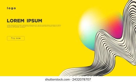 Abstract background with stripes and a three-dimensional sphere. For website design, banners, etc.