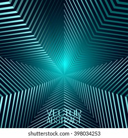 Abstract Background with Stripes. Tunnel in The Form of Star. Vector Illustration