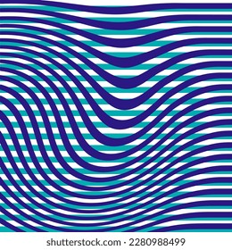 Abstract Background with Stripes and Waves in Blue Colors. Vector Water Ripple Pattern. Minimal Marine Art