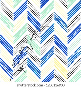 abstract background, with strokes and splashes, seamless zigzag pattern