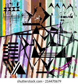 abstract background, with strokes, splashes, stripes and triangles
