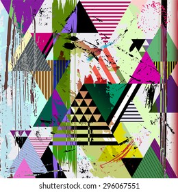 abstract background, with strokes, splashes, stripes and triangles