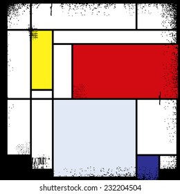 Abstract background in style of a cubism, red, blue, yellow squares