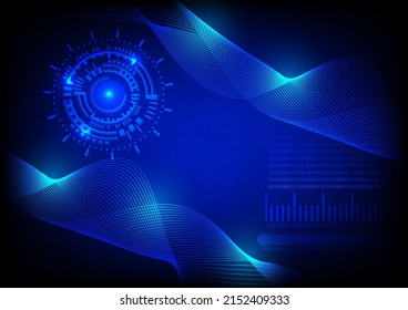 abstract background style Hitech technology blue wave line and circle cog for background illustration vector