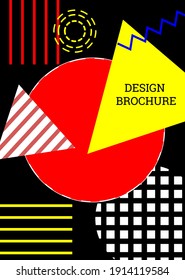 Antecedentes abstractos al estilo de Memphis. Diseño de cubierta geométrica. Portada moderna y brillante, pancarta, afiche, folleto. Colores creativos. Vector