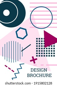 Abstrakter Hintergrund im Stil von Memphis. Geometrisches Cover-Design. Modisch helles Cover, Banner, Poster, Broschüre. Kreative Farben. Vektorgrafik