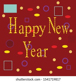  abstract background in the style of Memphis happy new year