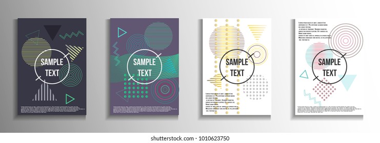 Abstract background in the style of Memphis. Modern design of the cover. Design suitable for posters, postcards, invitations, posters, packages, brochures. Vector