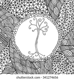 Abstract background with stylistic tree in the middle