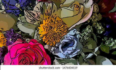 abstract background stylization of a flower arrangement for design