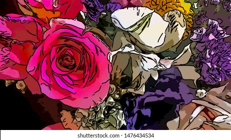abstract background stylization of a flower arrangement for design
