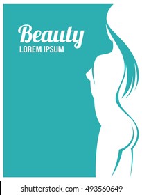 Abstract background with a stylized beautiful female body. Blank for beauty salon or spa.
