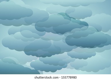 Abstract background with stylized blue clouds