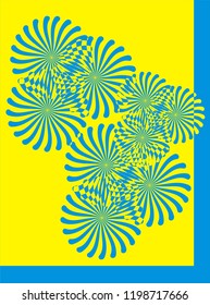 Abstract background of stylized flowers in yellow and blue tones