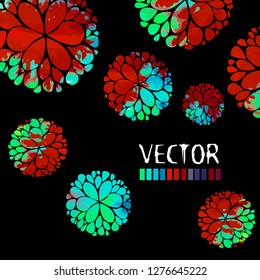 Abstract background with stylized multicolored flowers. Vector