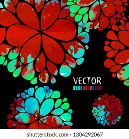 Abstract background with stylized multicolored flowers. Vector