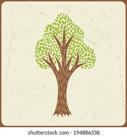 Abstract background with stylized tree in retro style.