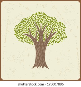 Abstract background with stylized tree in retro style.