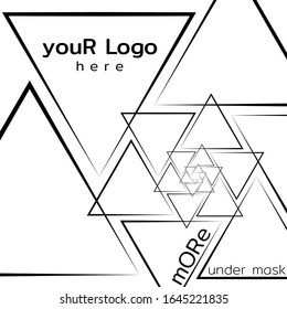 Abstrakter Hintergrund mit stilisierten Dreiecken für Cover- oder Logo-Design. Einfache geometrische Figur auf Weiß. Vektorillustration