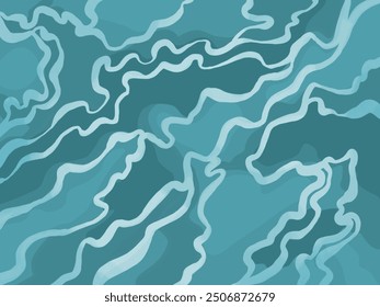 Abstrakter Hintergrund mit stilisierter Wassertextur. Weiße Linien auf blauem Hintergrund. Handgezeichnet.
Textur, Design, Tapete, Verpackung, Postkarte.