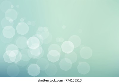 Abstract background with subtle jentle glowing  bokeh - shiny particles on blue green muted background